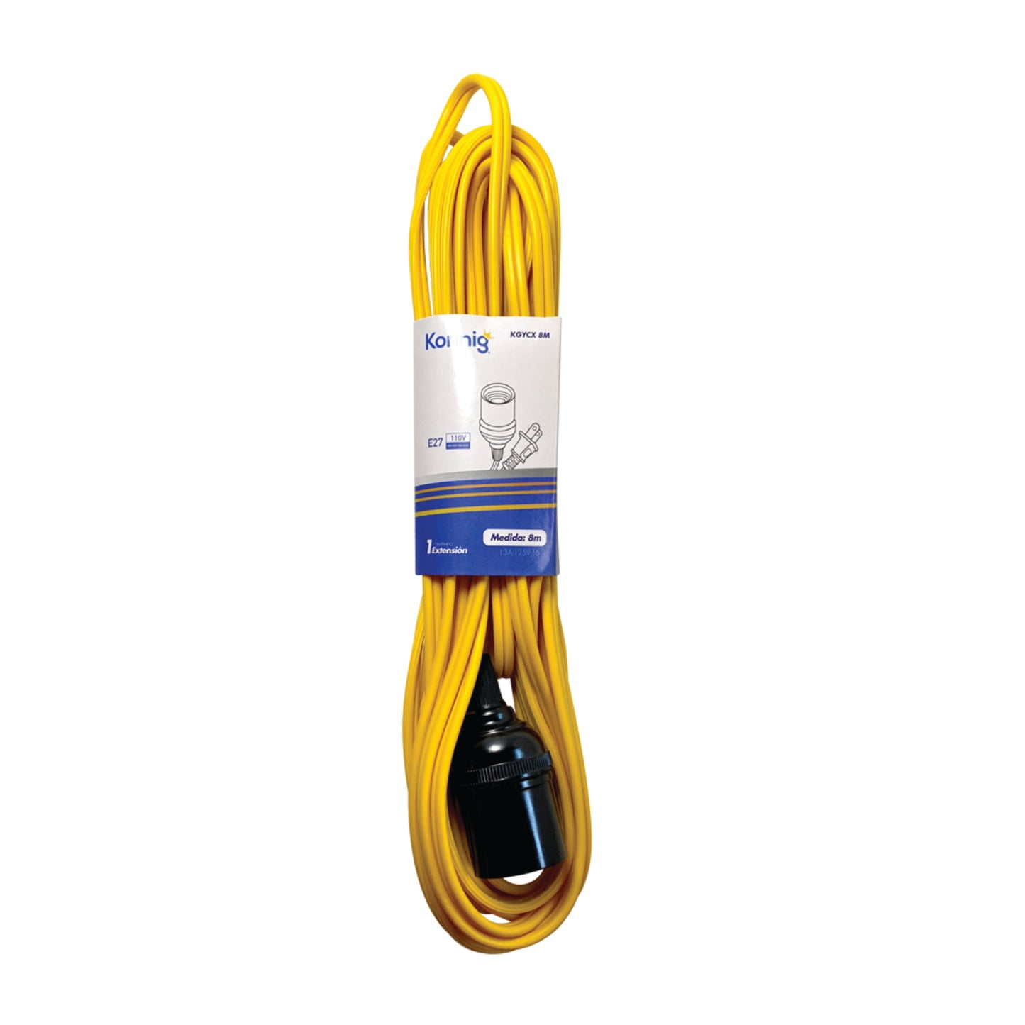 Extensión amarilla uso rudo de 8m con Socket