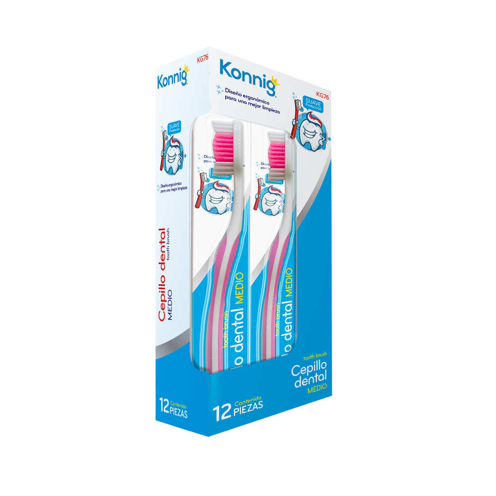 Cepillo dental medio caja 12 pzas.