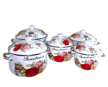 Juego de 5 Cacerolas Peltre 16/18/20/22/24/26