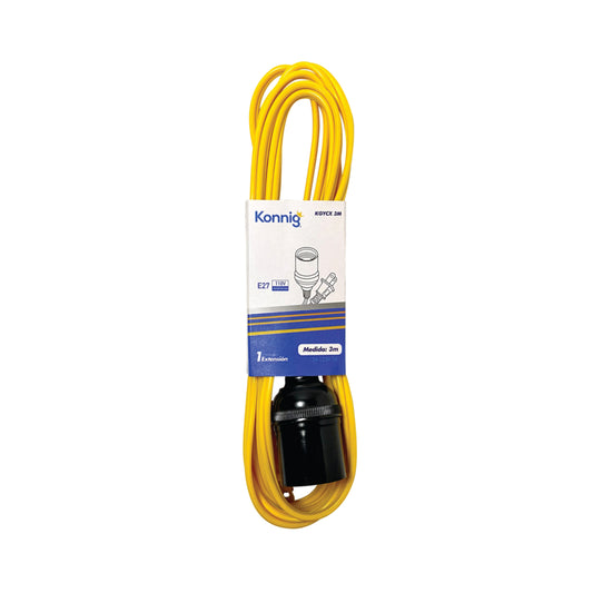 Extensión amarilla uso rudo de 3m con Socket