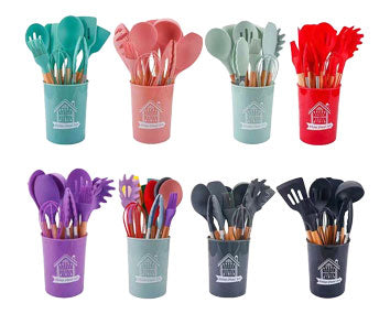 Utensilios de silicona y bamboo 11 pzs.