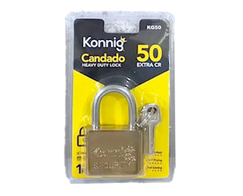 Candado en blíster reforzado cuadrado de 50mm